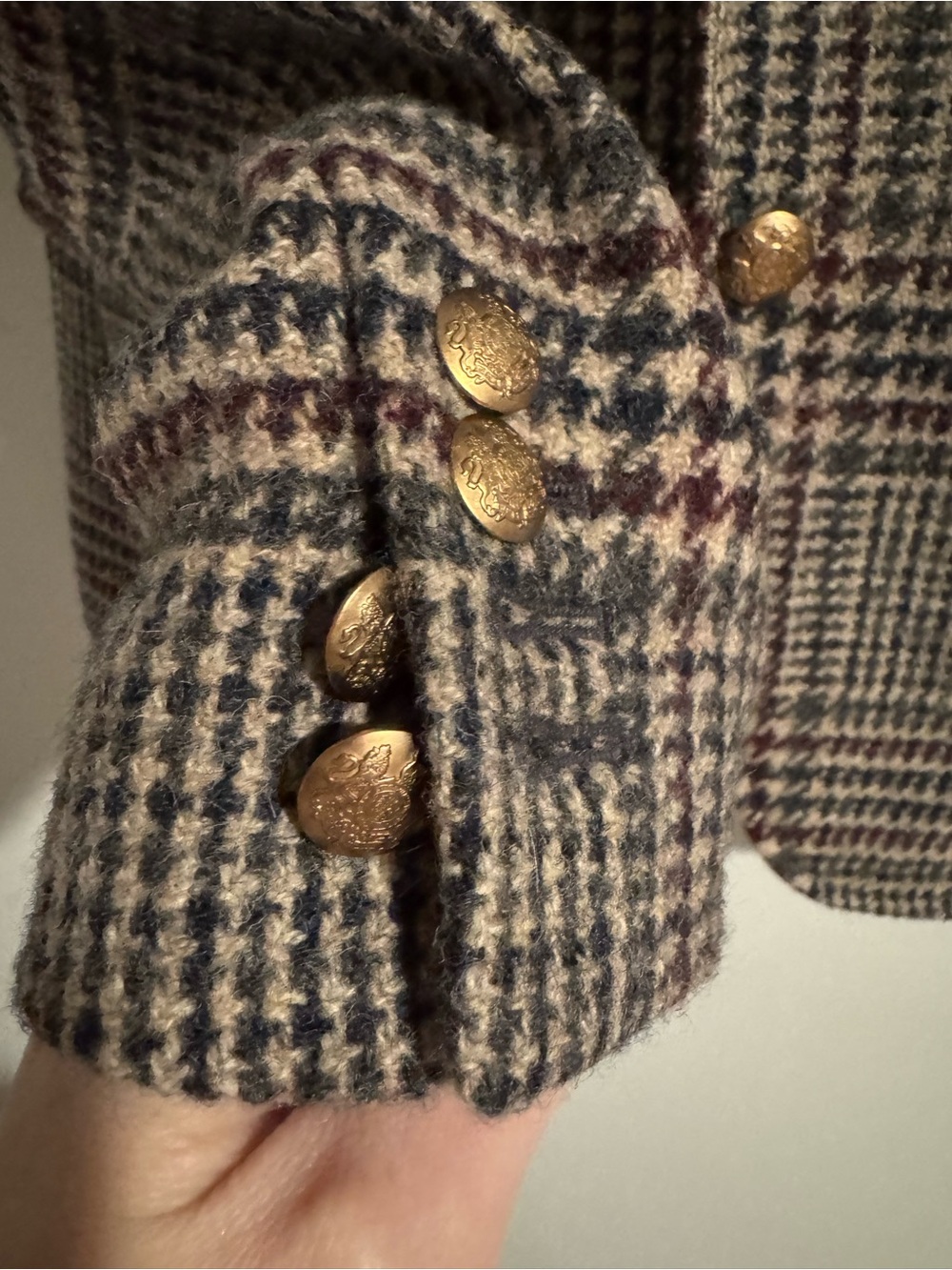 J. Crew Glen Plaid Wool Blend Blazer Jacket in Forest Green & Burgundy - Picture 7 of 9